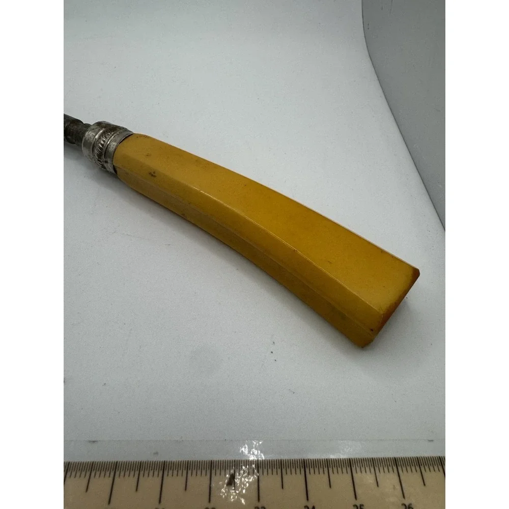 Vintage Butterscotch Bakelite Handle Honing Steel Knife Sharpener MCM 11.25